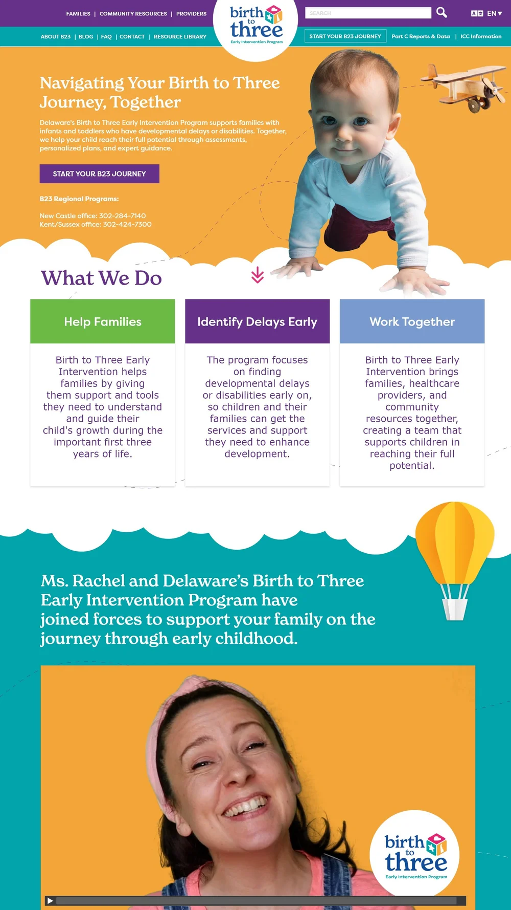 Birth to Three website homepage