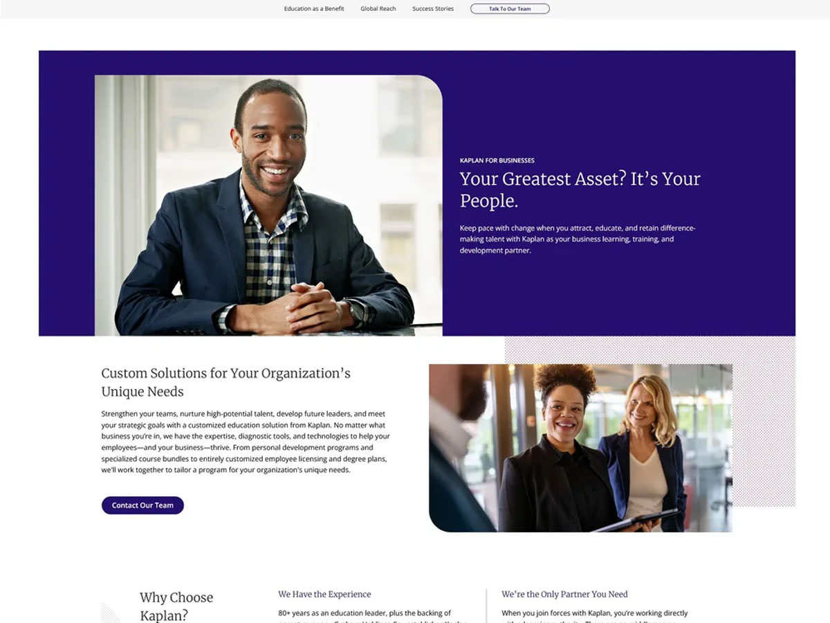 Kaplan site interior page